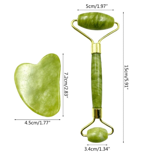 2 in 1 Pack Of Jade Face Roller & Gua Sha