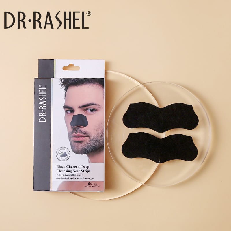 Dr.Rashel Black Charcoal Deep Cleansing Nose Strips For Men - 6pcs