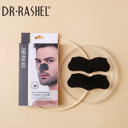 Dr.Rashel Black Charcoal Deep Cleansing Nose Strips For Men - 6pcs