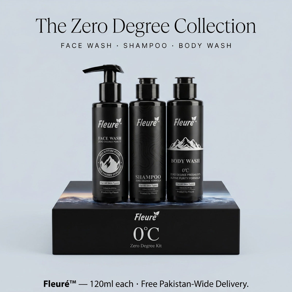 Zero Degree Kit - Menthol Face Wash, Body Wash & Shampoo