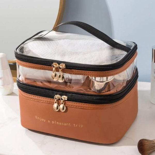 Dual-Zip Travel Cosmetic Organizer