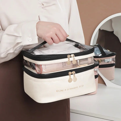 Dual-Zip Travel Cosmetic Organizer