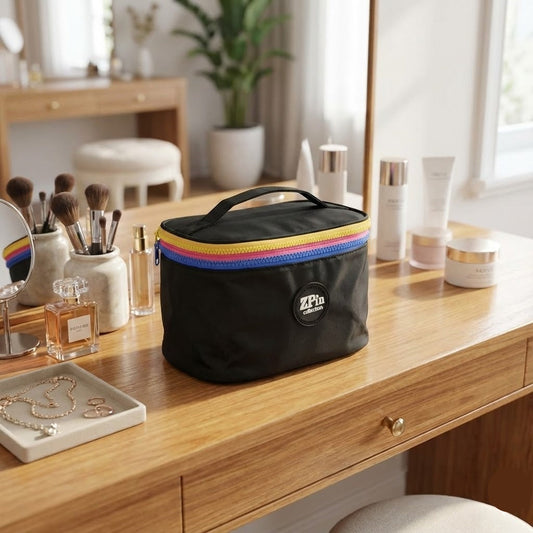 Portable Golden Makeup & Cosmetic Organizer Bag