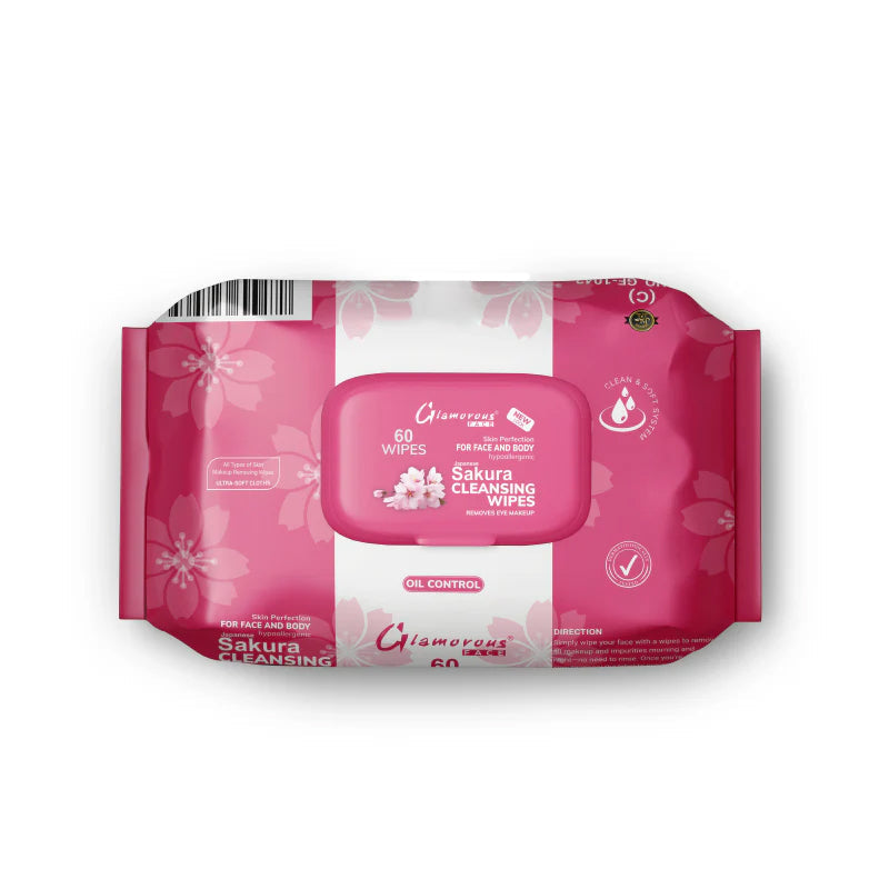 Glamorous Face Cleansing Makeup Remover Wipes Large 60 Pieces