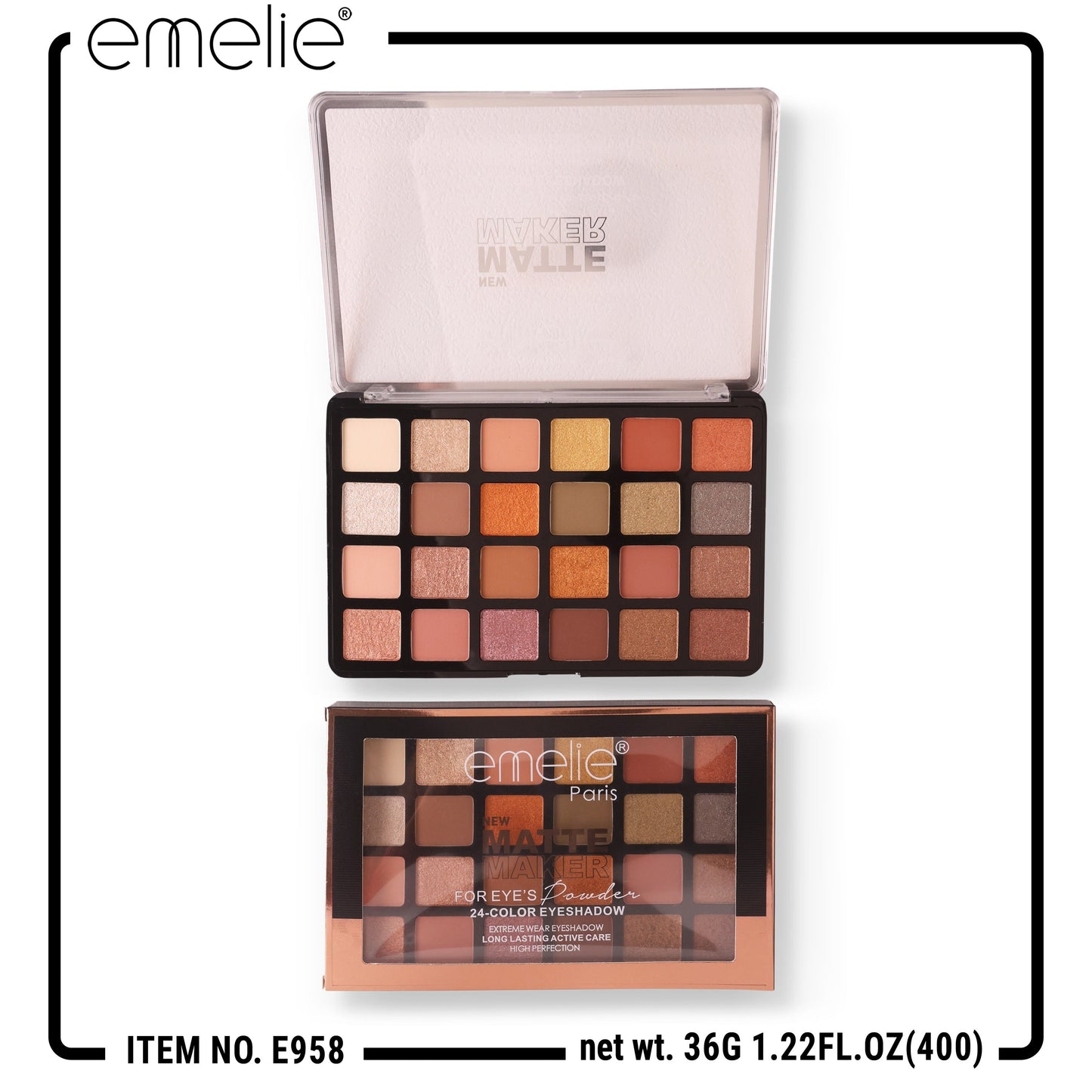 emelie® Matte Maker for Eye’s 24-Color Eyeshadow Palette